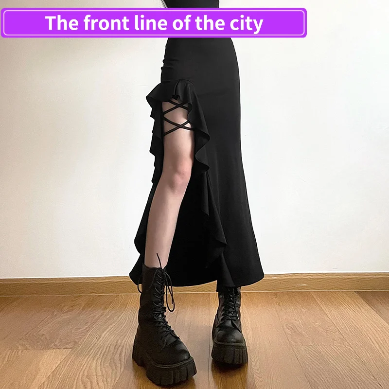 

Новая летняя женская юбка-трапеция из полиэстера с кружевом, средней посадки, однотонная, стрейч, для уличного стиля