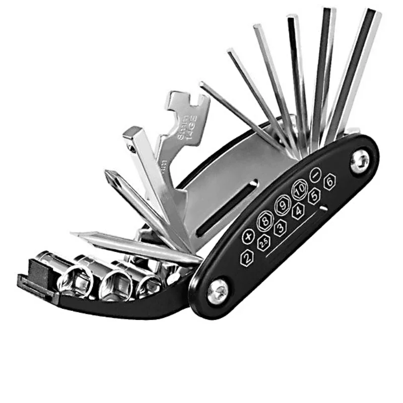 Motorcycle and Bicycle Repair Tools 16-in-1Hand Tool Sets Multifunctional Mini Folding Wrench Screwdriver Socket Set