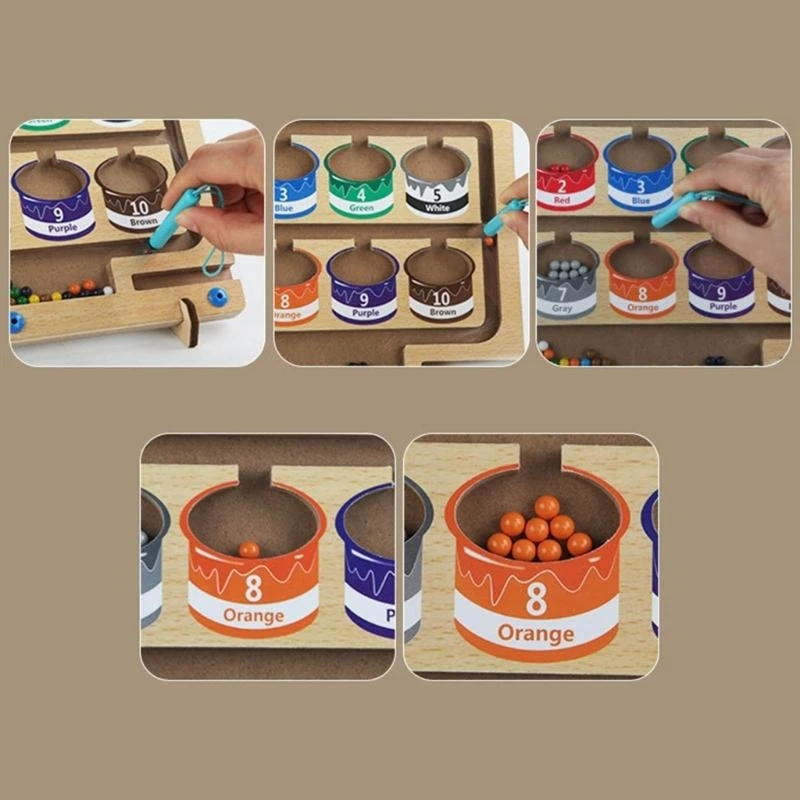 나무 보드 자기 구슬 장난감 1-10 계산 수학 색상 유치원 학습 교육 장난감 유아 15UB