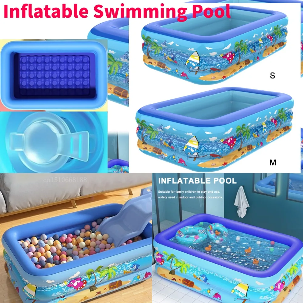 

110-120CM Inflatable Swimming Pool Indoor Outdoor PVC Swimming Pool Cartoon Thickening Swimming Pool for Toddler Kids Pool