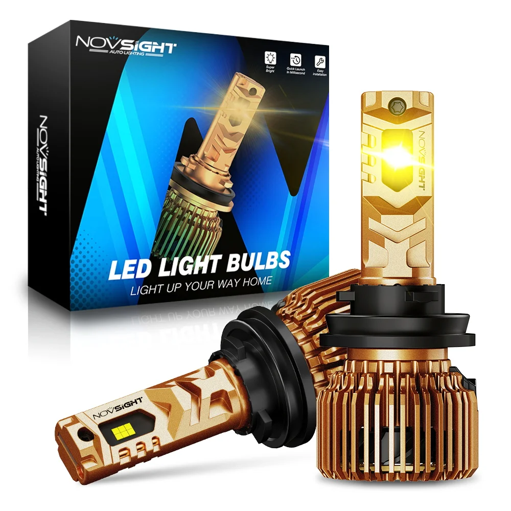 NOVSIGHT A500 N75Y Yellow Light 3000K H11 LED Headlight For Car LED 100W 20000LM LED Auto Headlamp High Brightness Bulbs