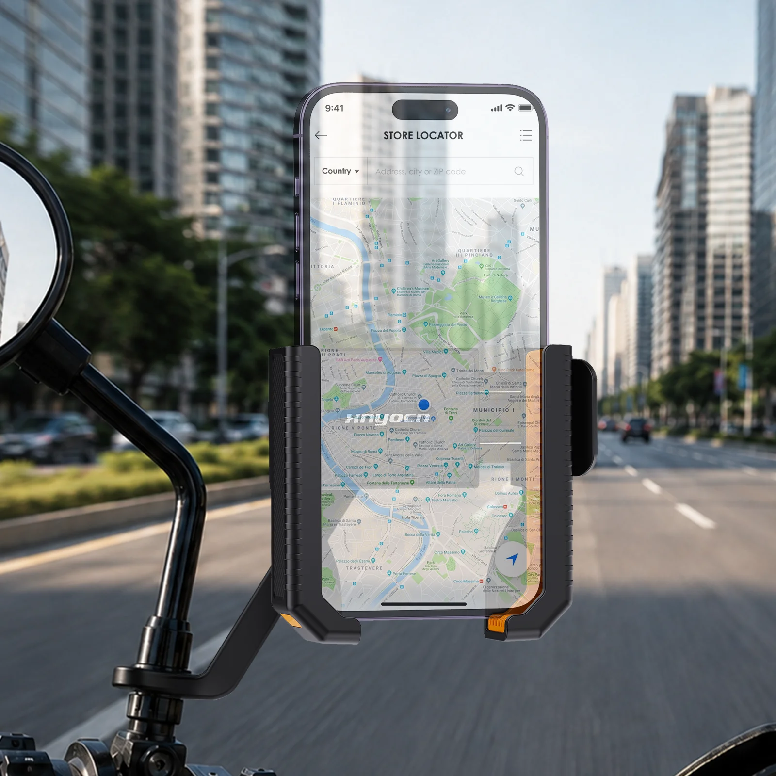 

Motorcycle Mirror Phone Mount for 4-7 Inch Smartphones Rearview Holder with Memory Lock for Navigation Riding Delivery Commuting