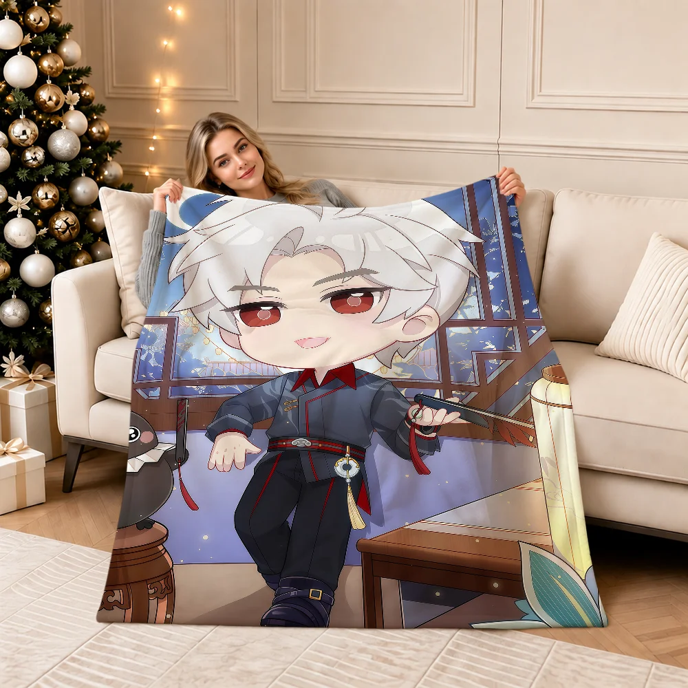 Chibi Cute Sylus Zayne Love And Deepspace Warm Soft Plush Blanket For Sofa Living Room Nap Home Bedroom Gift Flannel Pet Hogar