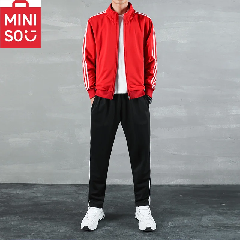 MINISO couple cardigan stand up collar sports suit men\'s new youth anti cotton jacket jacket casual pants multi color selection