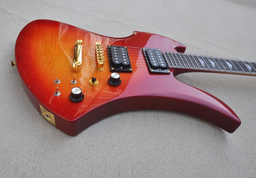 6 Strings Cherry Sunburst Electric Guitar with Quilted Maple Veneer,Humbuckers,Rosewood Fretboard,Customizable