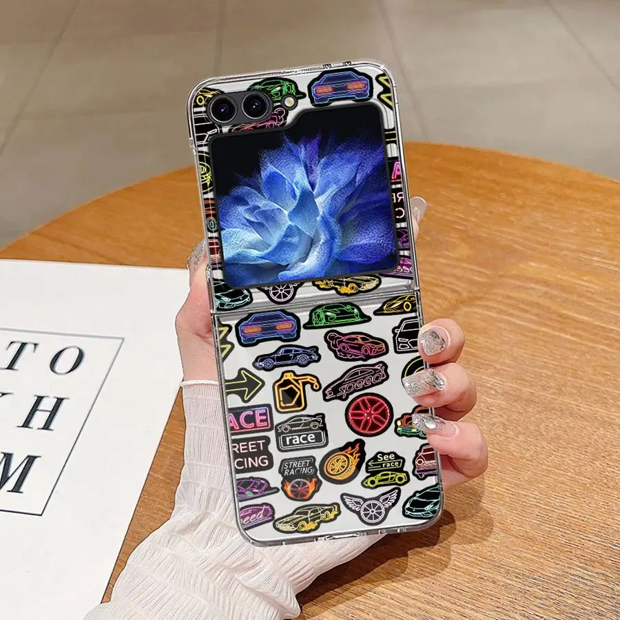 Car Sticker Set Case for Samsung Galaxy Z Flip 8 Flip5 Flip7 FE Flip6 Flip3 Flip4 Z Flip 7 6 5 4 3 Phone Funda