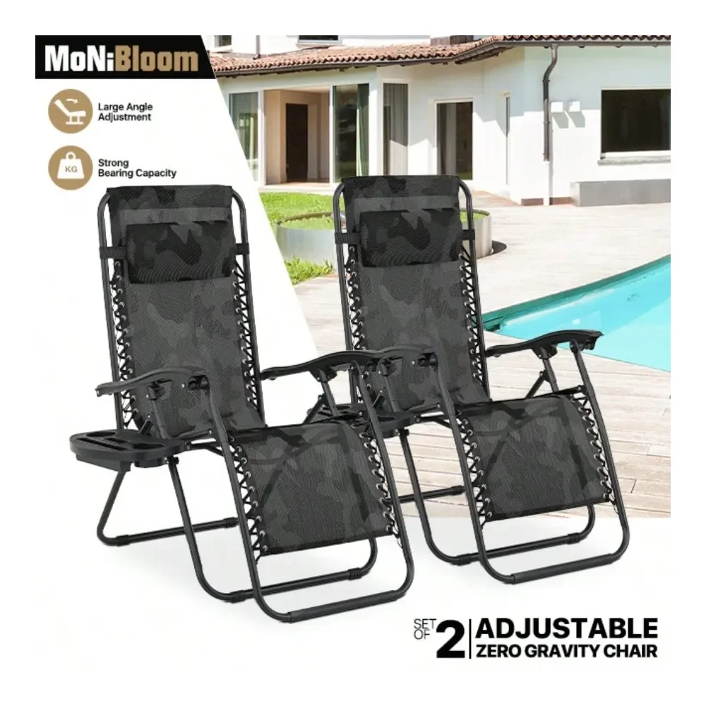 

Of 2 Zero Gravity Chairs Outdoor Folding Patio Lounge Chairs For Outside Reclining Lawn Chairs Recliner Beach Chairs For Adults