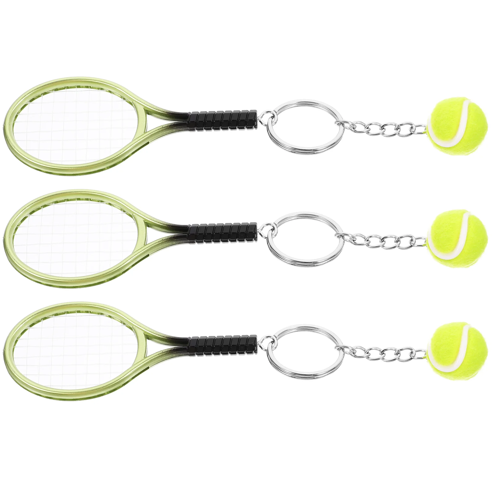 

3 Pcs Key Rings Tennis Keychain Match Keepsakes Design Keychains Light Green Decors Sports Themed Decorative Small