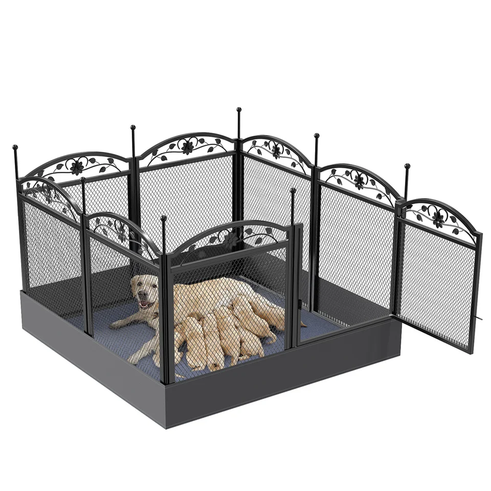 Heavy Duty Metal Dog Playpen with Waterproof Floor Pad