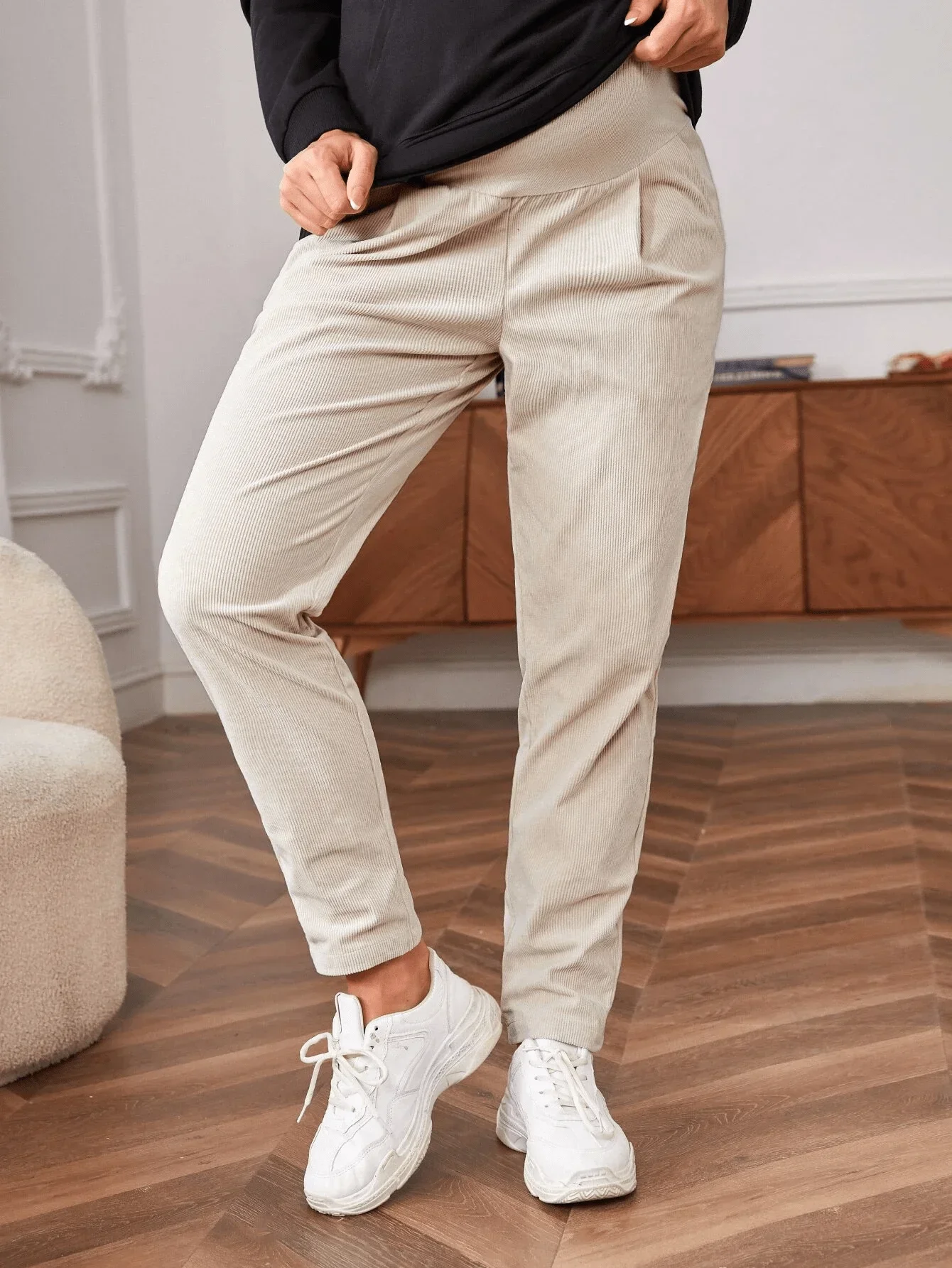 Maternity Leggings, Casual Pregnancy Pants with Pockets, Joggers