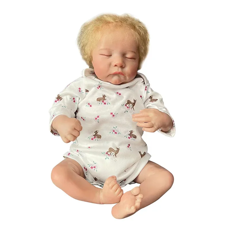 

19inch Bebe Doll Reborn Levi Newborn Baby Lifelike Cuddly Doll Popular Sleeping Levi Blonde Hair High Quality Handmade Doll