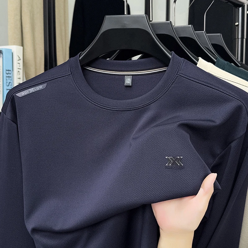 

Designer Men's Letter Print T-shirt Autumn New Casual Fashion Solid Color Round Neck Long Sleeved Top Comfortable Men's Clothing