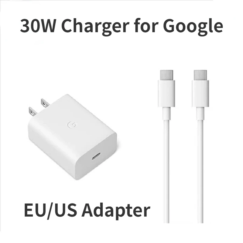 For Google Pixel 7 6 Pro 30W Charger UK/EU/US Travel Adapter Usb Type C Cable Plug Fast Charging  Google Pixel 5 Pro 6A 4A 3 XL