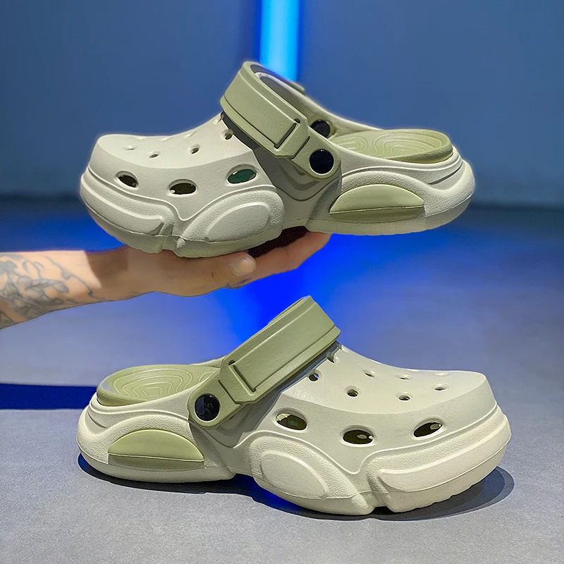 

Обувь в форме дырок, толстая подошва, износостойкие и увеличивающие рост тапочки, дышащая и нескользящая пляжная обувь.