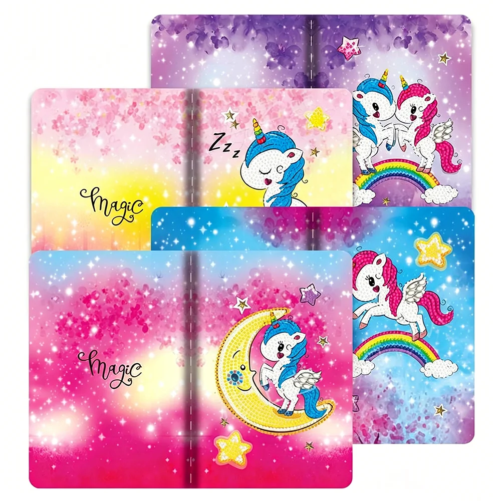 

New Arrival Rainbow Unicorn Sea DIY Princess Rhinestone Studded Notebook, Cartoon Series, Creative Handmade Gifts for Girls