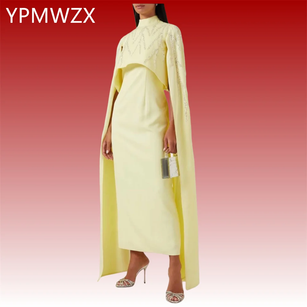 

Customized Evening Dress Women Party Occasion Formal YPMWZX Scoop Neckline Column Ankle Length Skirts Stole Bespoke Dre