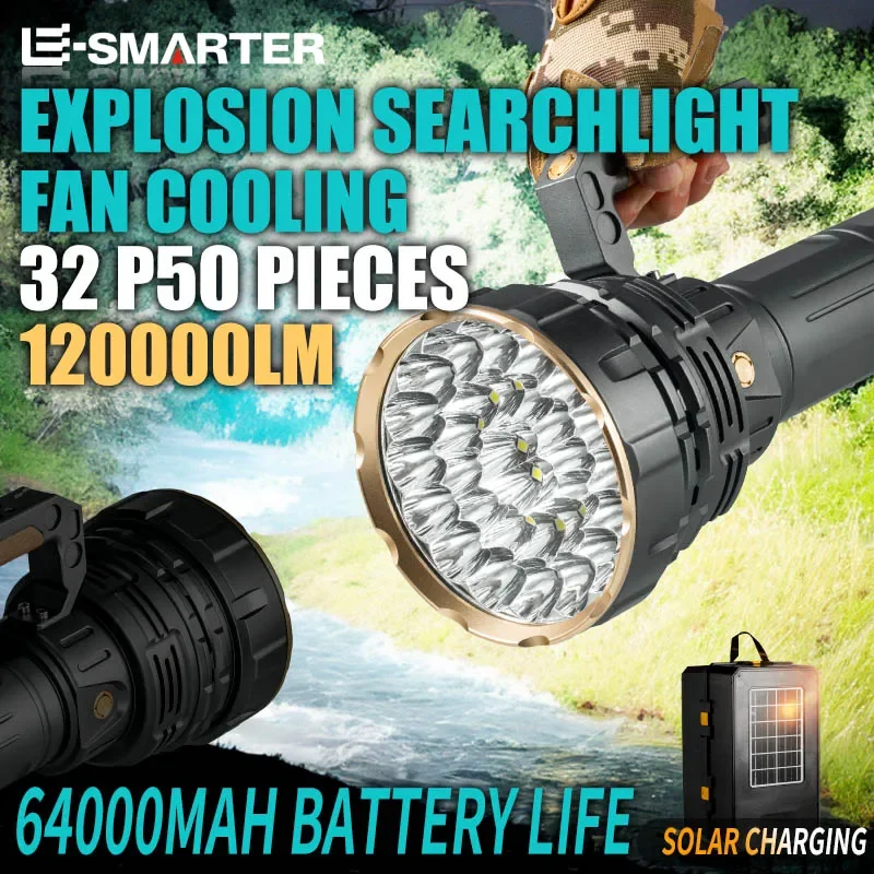 

High Brightness Handheld Light - High-Power 32 Wick Patrol Searchlight - Fan For Forced Heat Dissipation