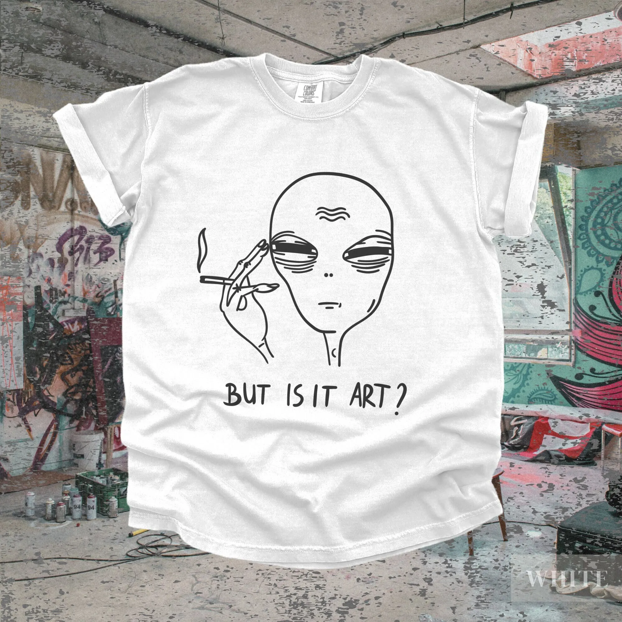 Alien Art T Shirt Vintage Minimalist Aesthetic Retro 90S Y2K Funny Cryptid Cryptozoology Ufo Trashy Baggy Artist