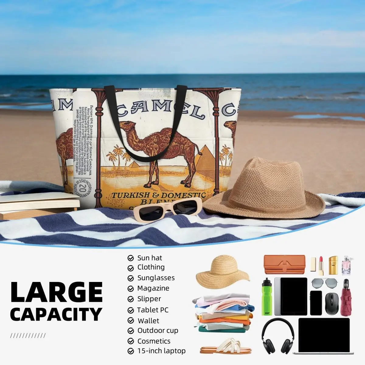 Винтажная сумка для сигарет верблюжьего цвета, пляжная сумка-тоут, спортивная сумка для спортзала, йоги, большая сумка-тоут, женская дорожная сумка, сумка для фитнеса