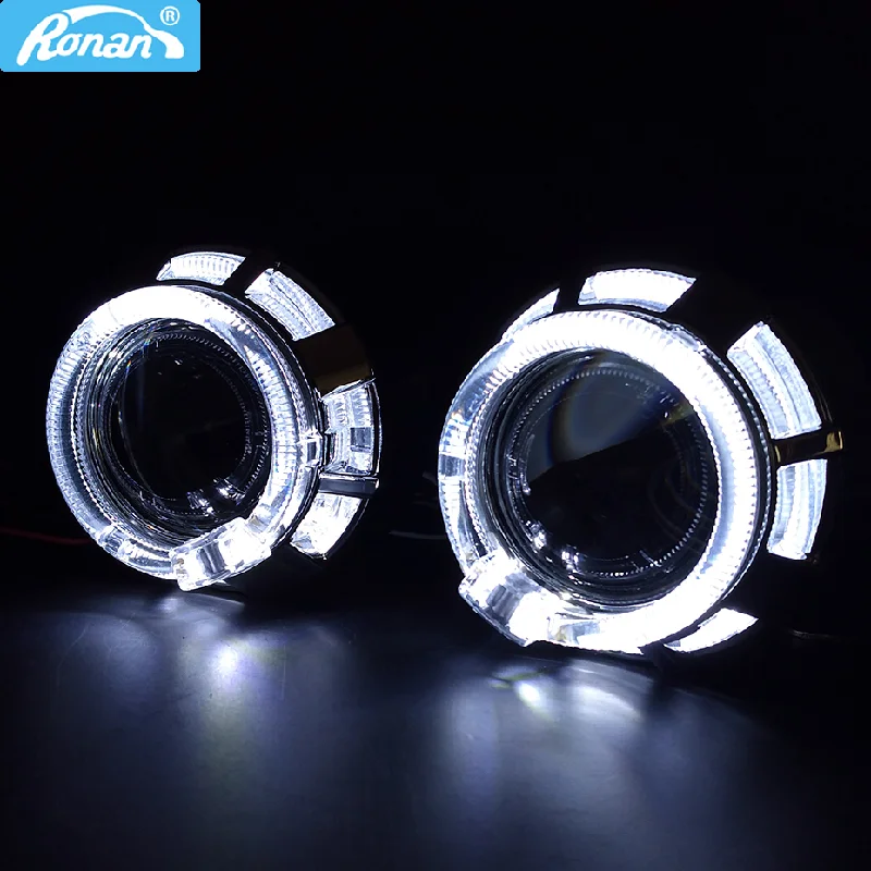 

Ronan 2.0'' MH1 Bi-Xenon Automotive Lenses Dual Angel Eyes Shrouds H4 H7 Adapter Retrofit Car Motorcycle Headlight