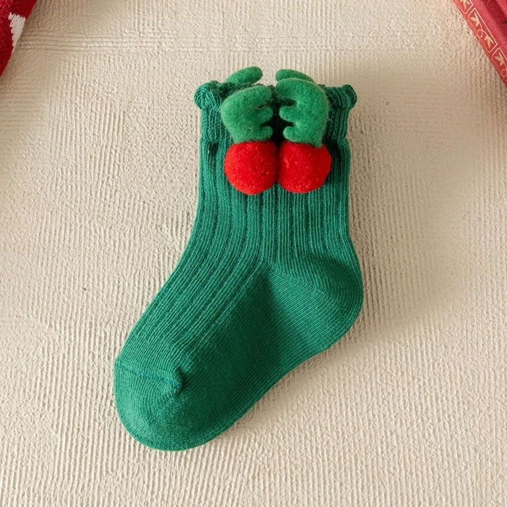 

New Bow Calf Sock Red Green Cotton Princess Socks Christmas Hosiery
