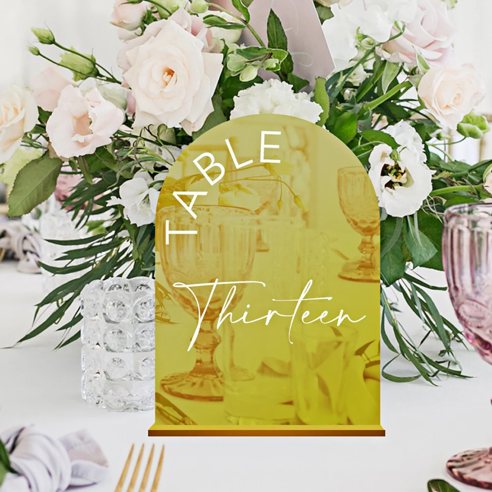 Acrylic Table Number Set Acrylic Table Numbers Clean Lines Minimalistic Design Mirrored Arch Design Table Centerpieces