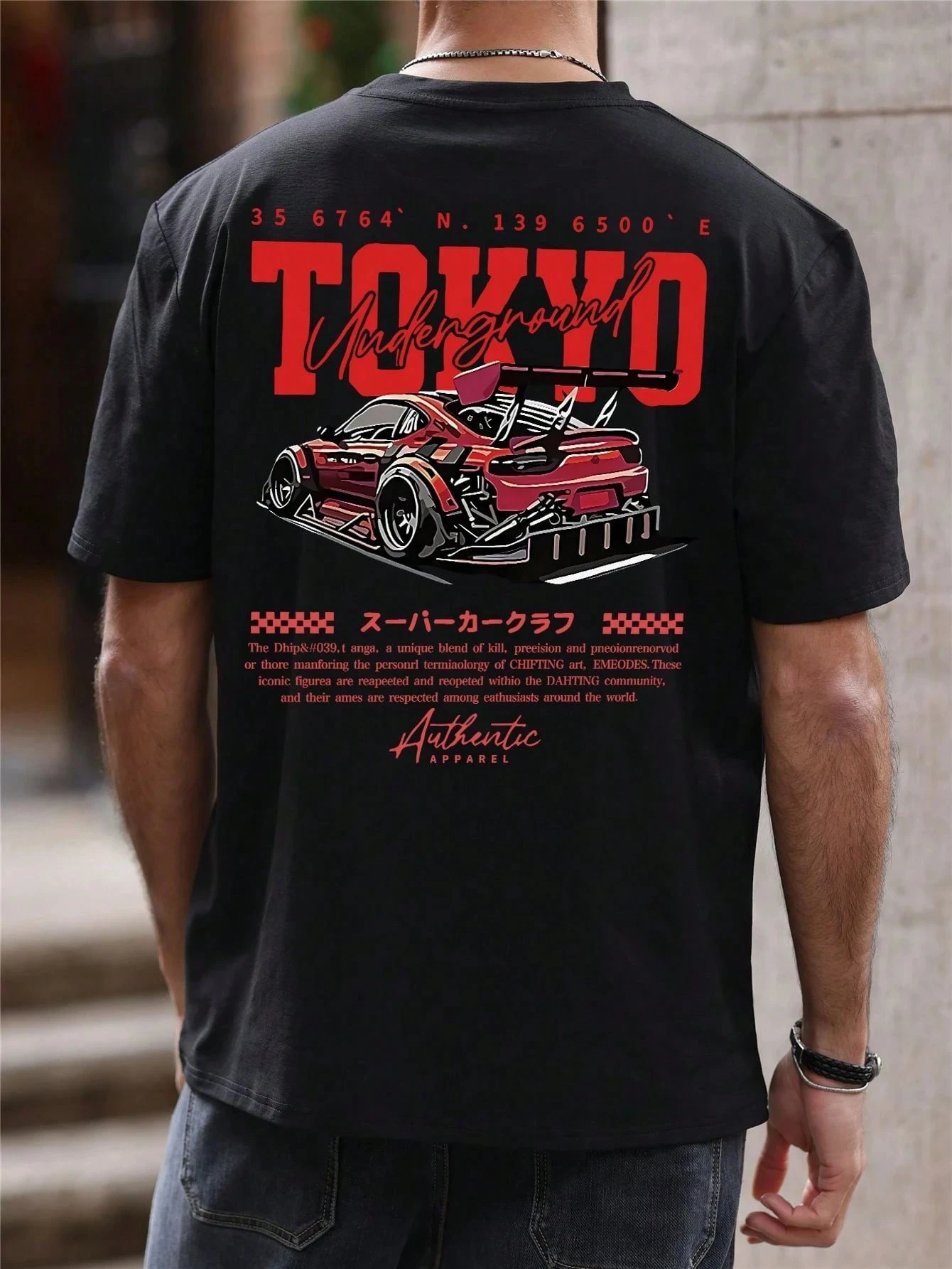 Family Matching T‑Shirt Tokyo Underground JDM Modified Race Car Back Print Parent‑Child Loose Casual Streetwear Cotton Tee Tops