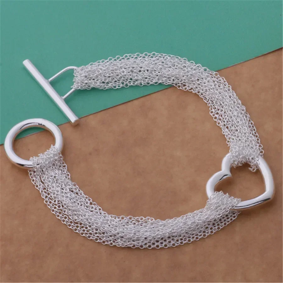 925 Sterling Silber Herz Quasten Linien Bohème Armbänder Kette Schmuck Damen Top-Qualität Liebhaber Hochzeit Party Weihnachtsgeschenk