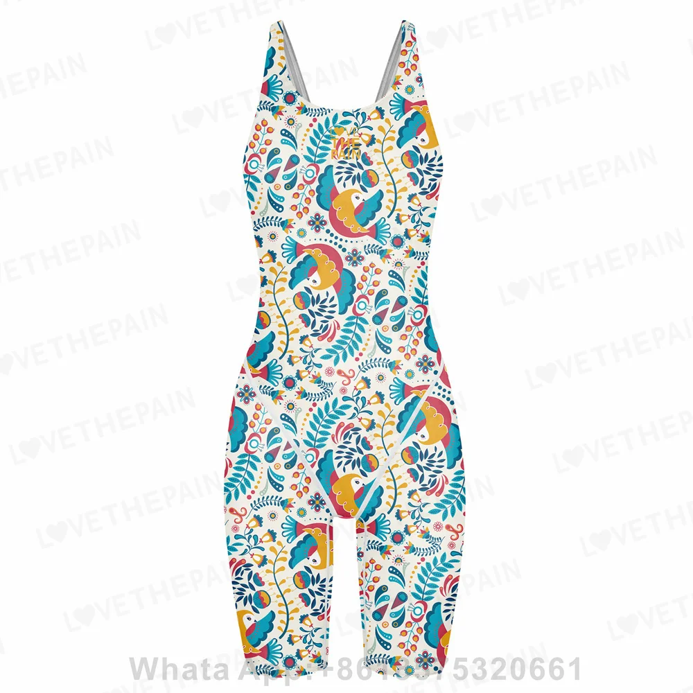 Liefde De Pijn Vrouwen Racer Back Bodysuit Knielengte Badpak Professionele Sport Training Badmode Backless Atletische Badpak