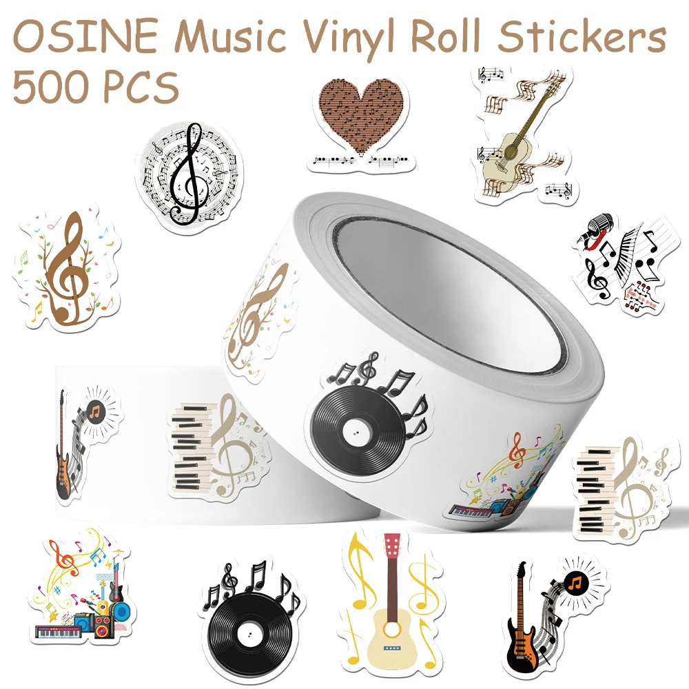 500 Stück OSINE Musik-Vinyl-Aufkleber für Laptop, Notebook, Skateboard, Gitarre, DIY, ästhetische Aufkleber, kreative Geschenke