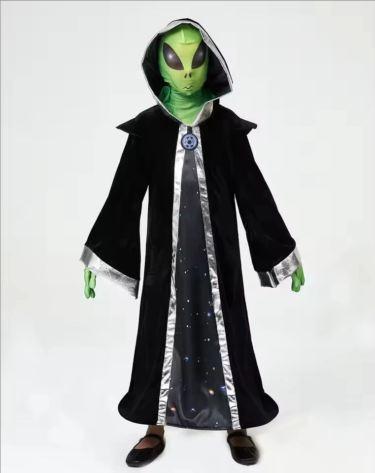 New Green ET Alien Lord Costume Cosplay For Evil Witch Horror Scary Mask Suit Halloween Costume For view 2