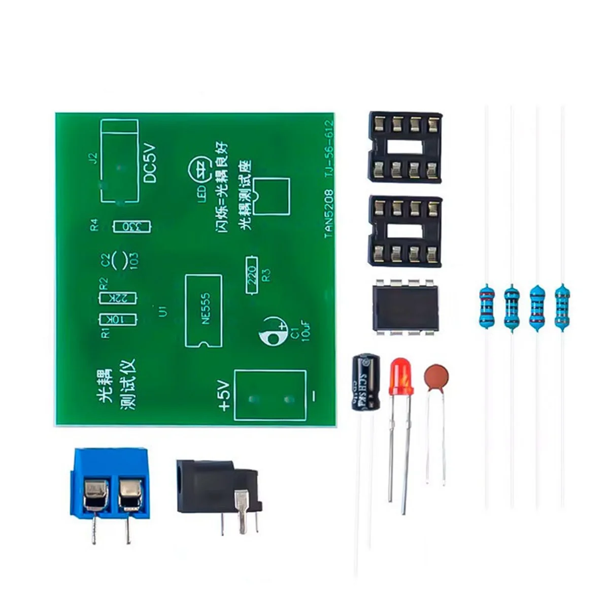 Kit de probador de optoacoplador 555, placa de circuito de aplicación, práctica de soldadura, Kit de piezas de repuesto electrónicas DIY sin Cable CC