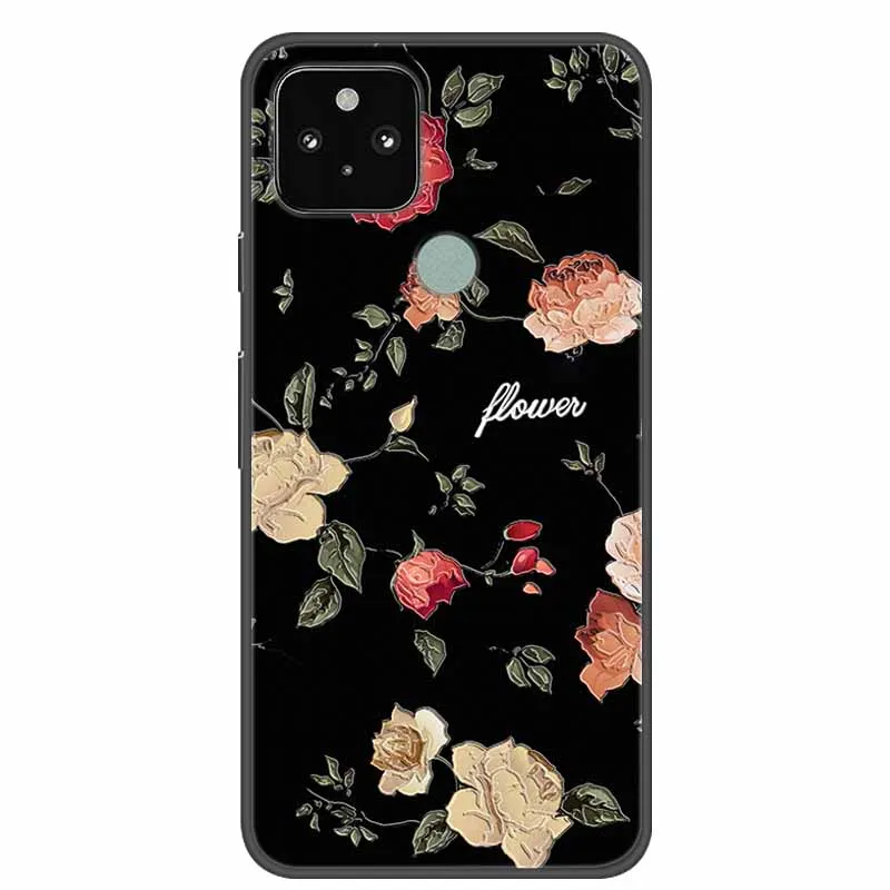 جراب سيليكون لجوجل بيكسل 4a 5g ، الإغاثة ثلاثية الأبعاد ، لينة ، سوداء ، تبو