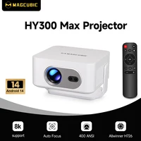 Magcubic Auto Focus Android 14 4K proyector 400ANSI 8K nativo 720P HY300 Max con Wifi6 BT5.4 Allwinner H726 portátil al aire libre