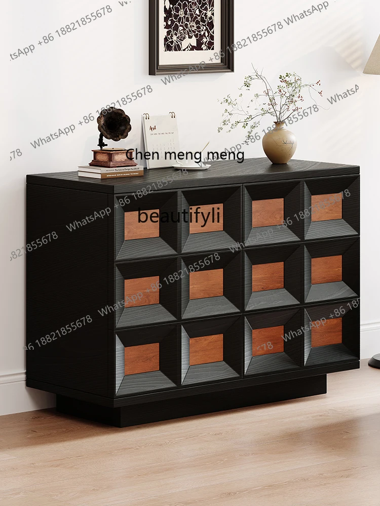 Retro Style Solid Wood Chest of Drawers Mid-Ancient Drawer Storage Sideboard Cabinet Designer Model