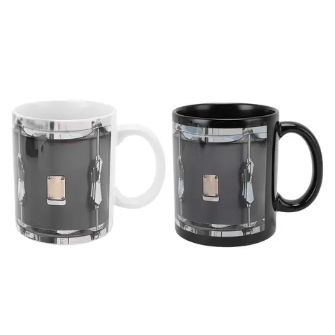 Coffee Mug for Drum Musician Funny Drum Player Mug 11oz Ceramic Vintage Multifunctional Drummer Coffee Cup for Music Lover Black