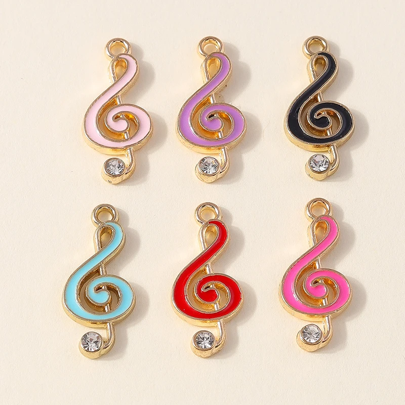 Emaille Kristall Musik Notizen Charms Musical Anhänger Fit Ohrring Armband DIY Schmuck Machen Zubehör