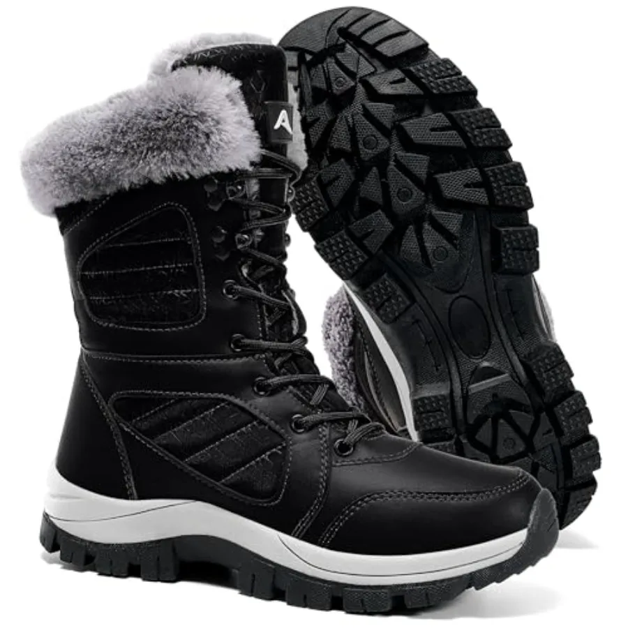 

Zofre Women's Winter Snow Boots Comfortable Warm Fur Lined Outdoor Waterproof Non Slip Lightweight Mid Calf Booties for Walking
