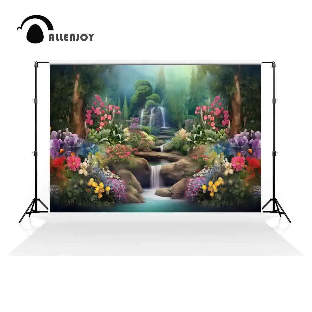 Allenjoy Spring Forest Flowers Pond Photography Backdrop