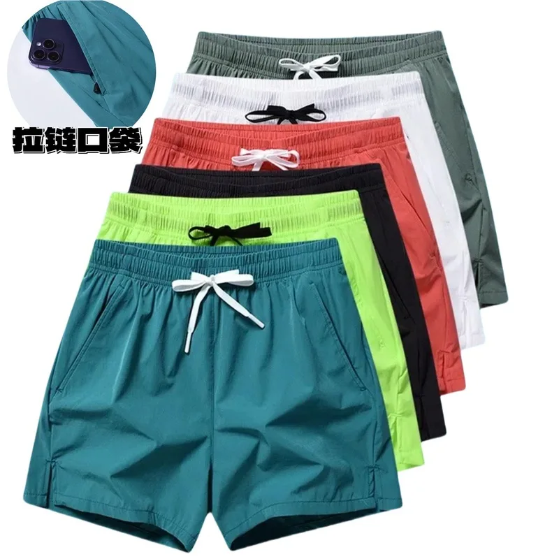 QICHE Quick Dry Breathable Training Shorts Men Solid Color 3 Inch Summer Running Gym Casual Short Pants