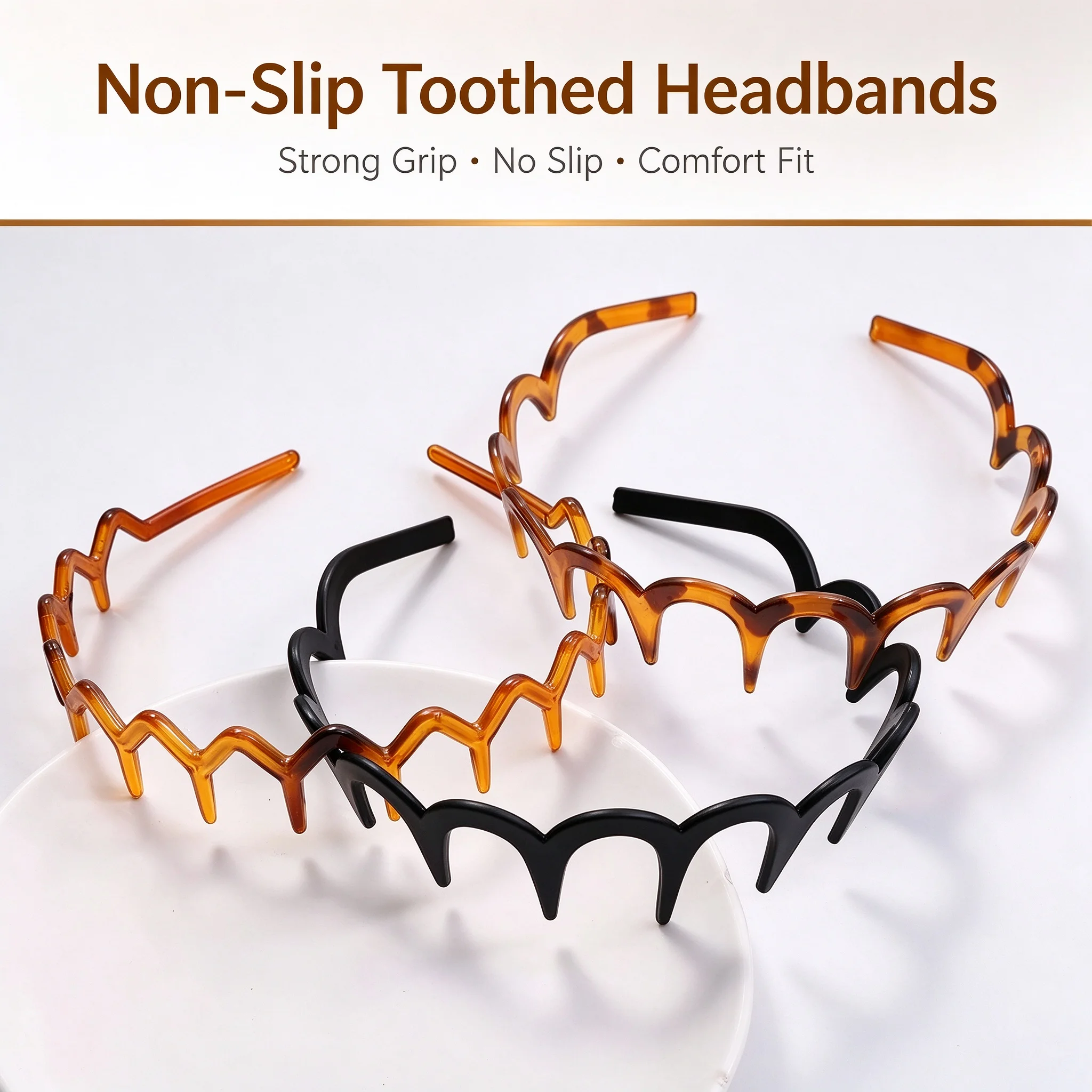 Mode Welle Stirnbänder für Frauen Einfarbig Gezahnt Nicht-slip Haar Bands Mädchen Gesicht Waschen Sport Haarbänder Haar Zubehör – Detail 2