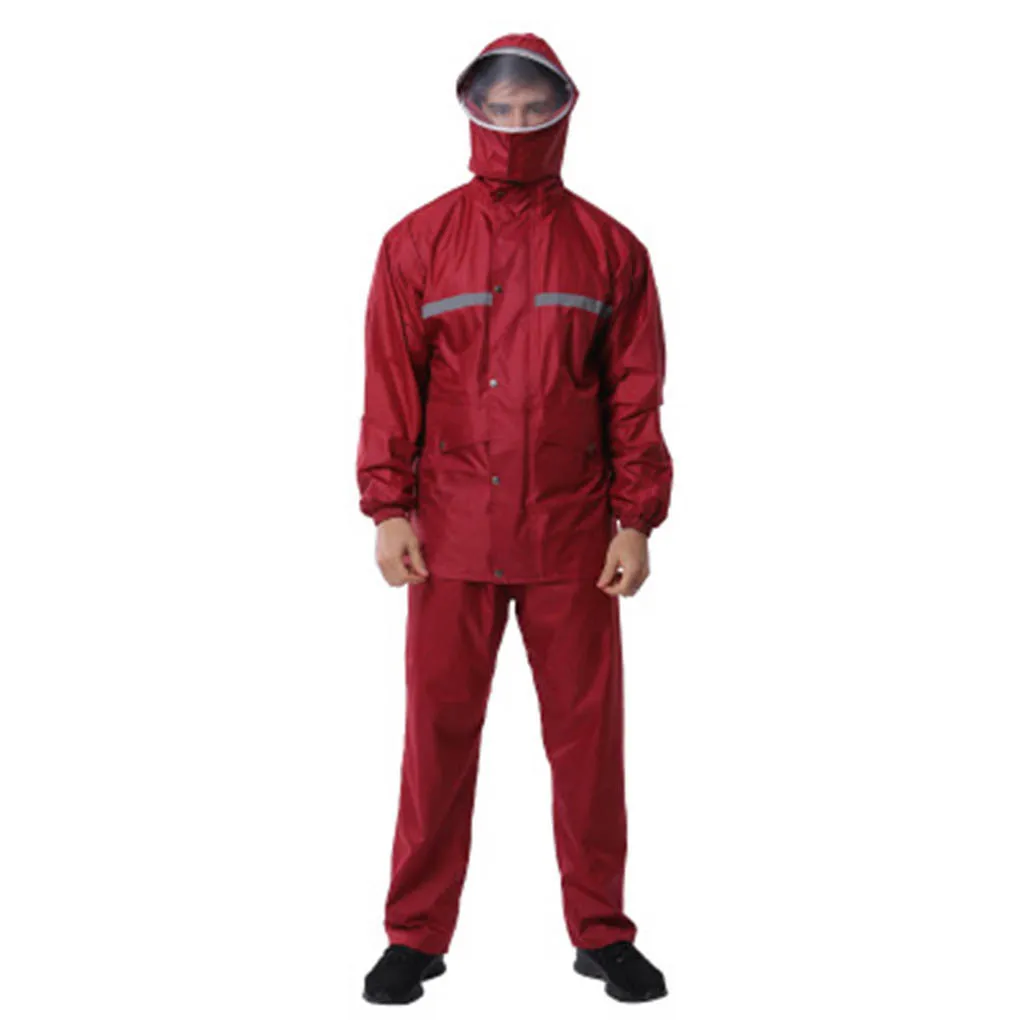 Motorcycle Waterproof Rain Coat Men Double Layered Thickened Cycling Full Body Coverage Rain Clothes, Red, xxL