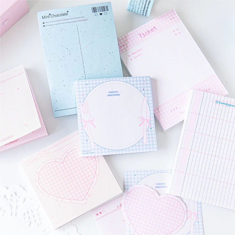 80 sheets Ins Kawaii Korean Memo Note Pads Handbook Message Paper Journal DIY Base Material Notepad School Stationery