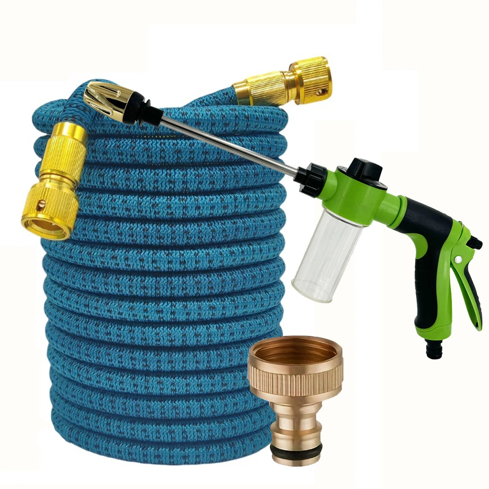 

Садовый водяной шланг, расширяемый двойной металлический соединитель, катушка из ПВХ высокого давления, волшебные водопроводные трубы для орошения садовой фермы, автомойка