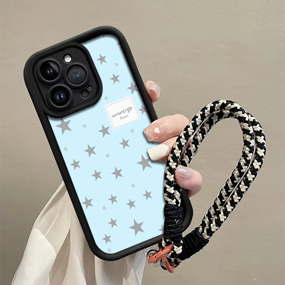Hellblaue Silberstern-Handyhülle mit Trageschlaufe für Samsung Galaxy Note 20 Ultra S24 S25 S26 Plus S24 FE S23 S24 S25 Ultra Cover – Detail 1