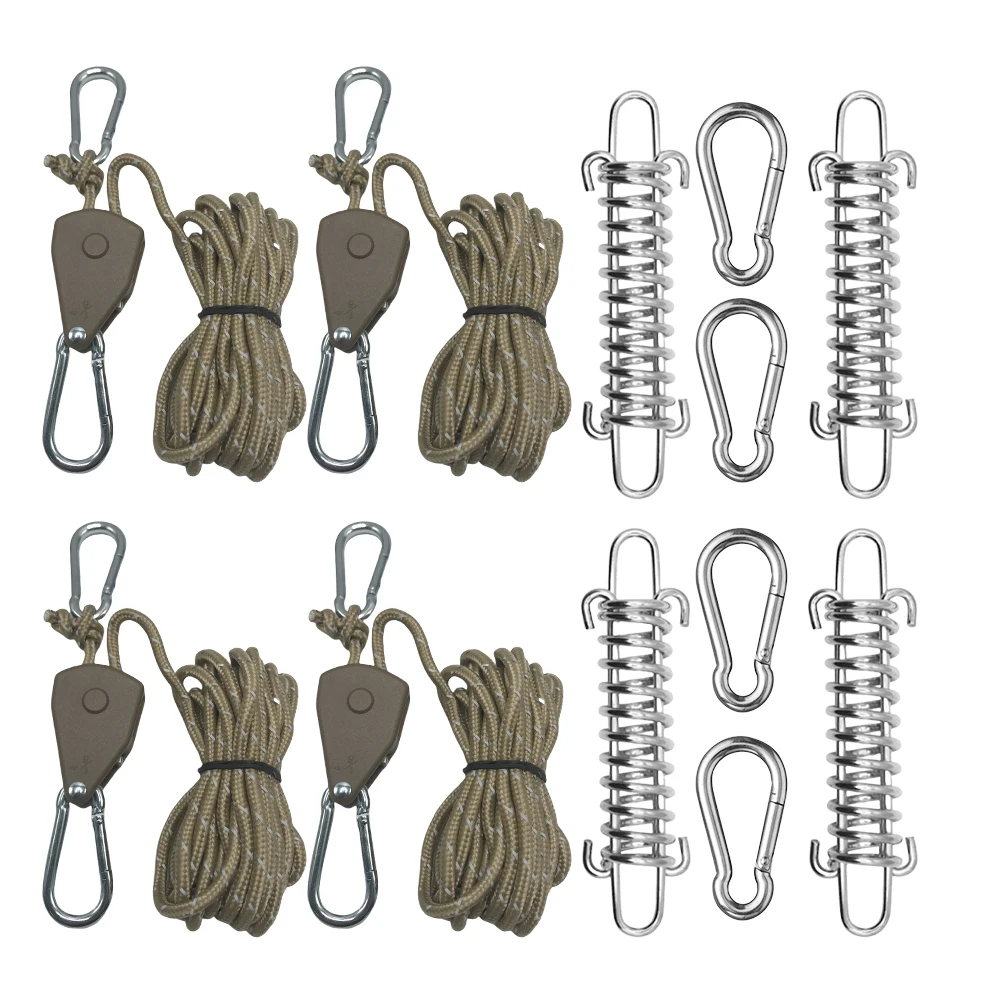 12 stks/set Tent Wind Touw Lente Gesp 4mm 4m Camping Reflecterende Tent Vastbinden Touw Spanner Bevestiging wind Touw Vaste Haak