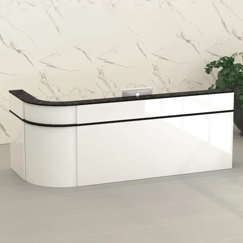 

Creative Front Reception Desks Podium White Pulpitos Standing Office Cashier Counter Desk European Escritorio Salon Furniture