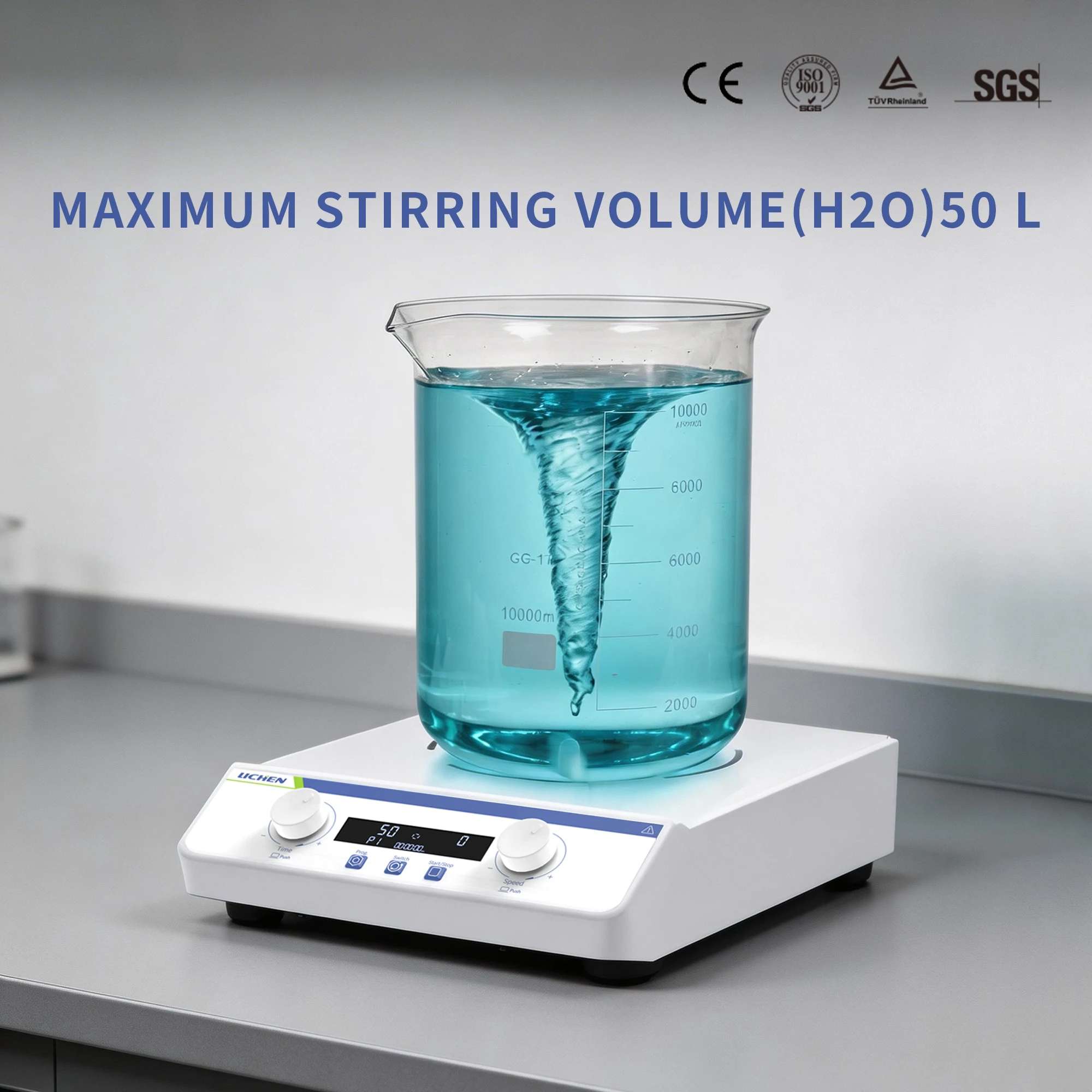 MSH Large Capacity Magnetic Stirrer 50L 1500rpm LCD Anti-Slip Coated Plate - For Chemical, Pharma & Environmental Labs