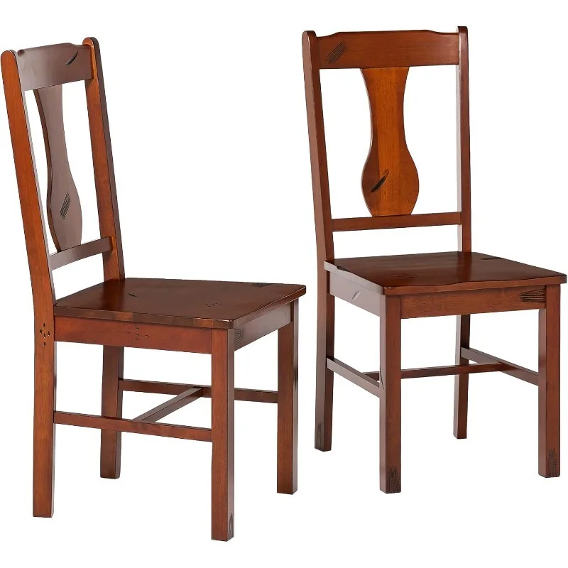 Rustic Farmhouse Wood Distressed Dining Room Chairs Kitchen Armless Dining Chairs Kitchen, Set of 2,