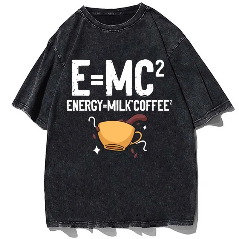 Milk Coffee Harajuku Printed T-shirt Women Man Creative T Shirt Fun Pattern Short Sleeves Clothing Loose Summer Washed Tshirt